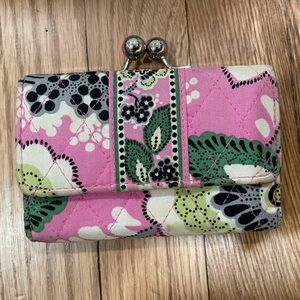 Floral Quilted Wallet with Kiss Lock